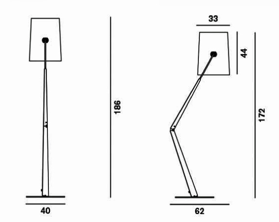 Afmetingen Foscarini diesel Fork vloerlamp