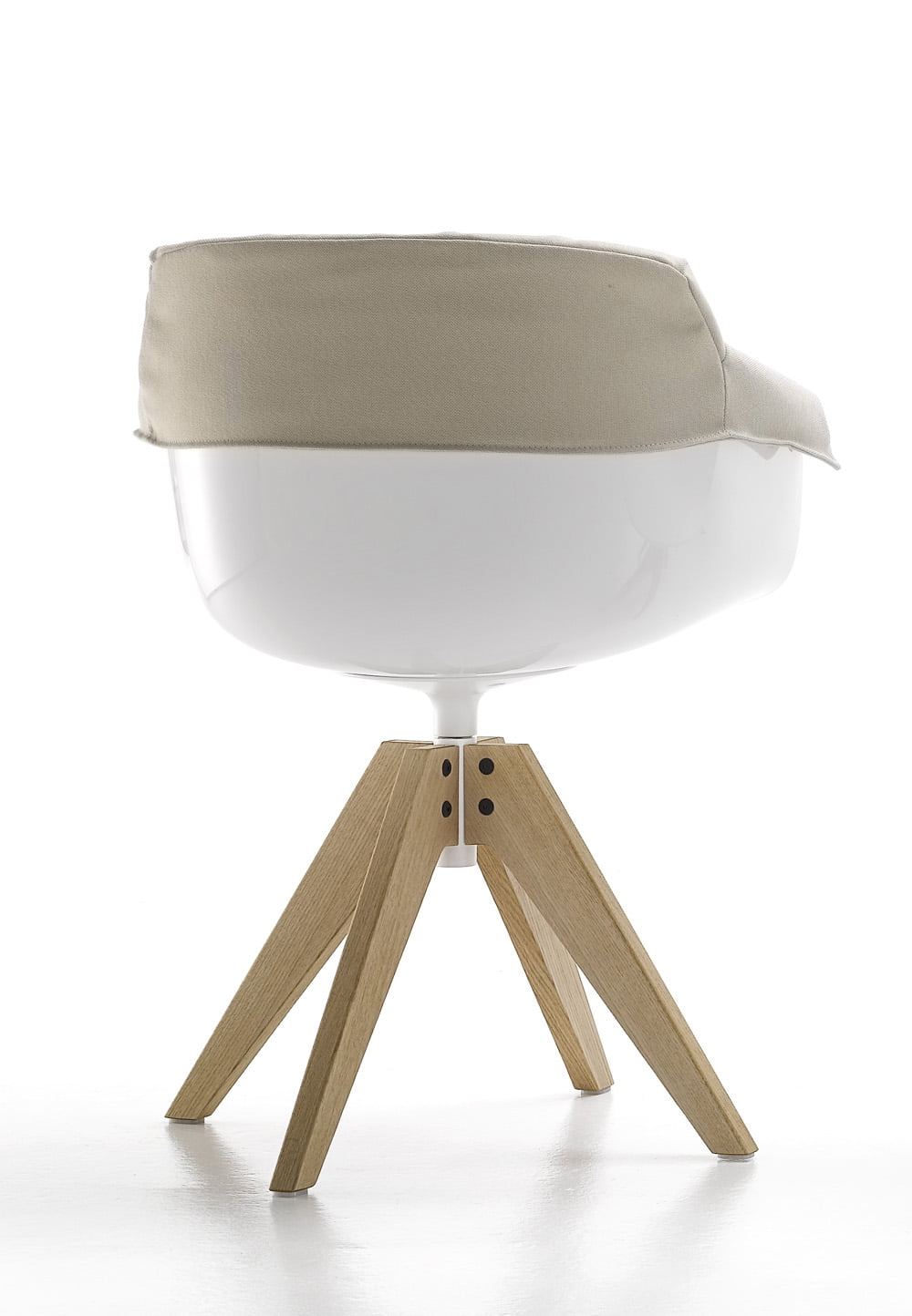 MDF Italia Flow armchair Padded base oak collection 2014- back