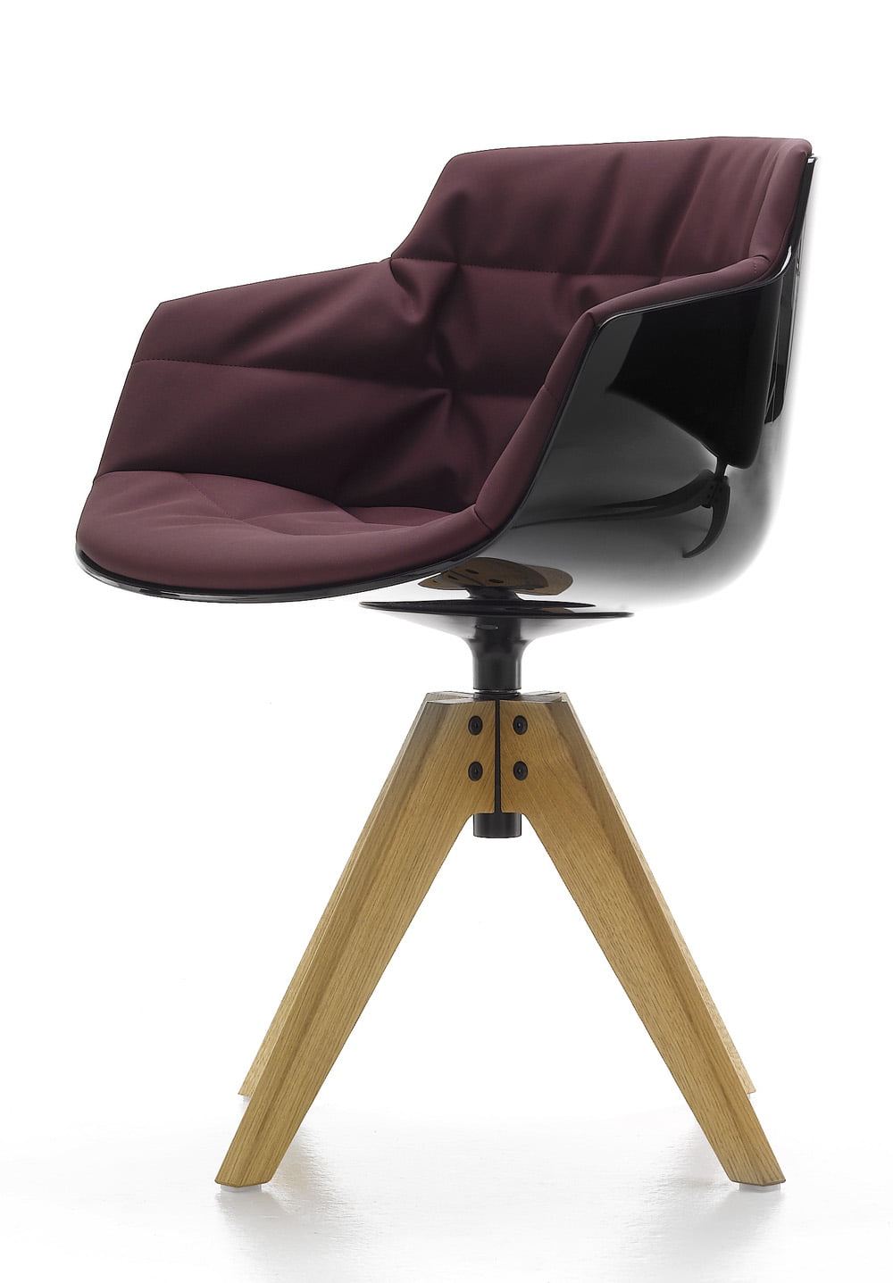 MDF Italia Flow armchair Padded base oak collection 2014