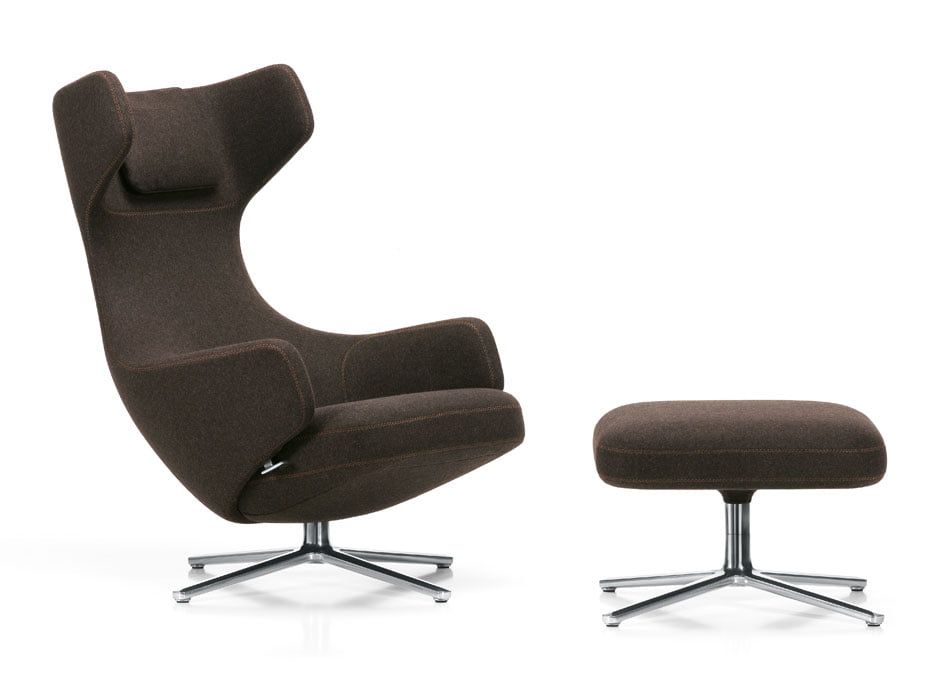 Vitra Grand-repos fauteuil in stof cosy donkerbruin