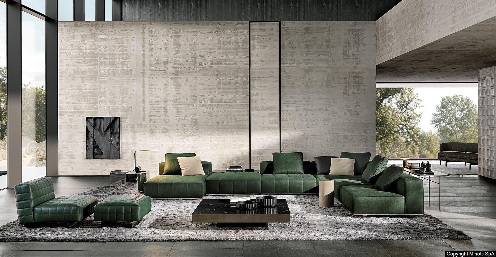 Minotti Goodman bank groen interieurfoto 