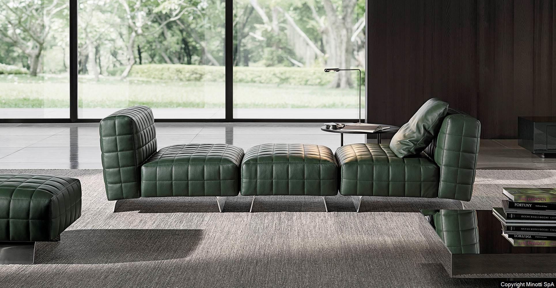 Minotti Twiggy bank sfeerfoto interieur groen leder