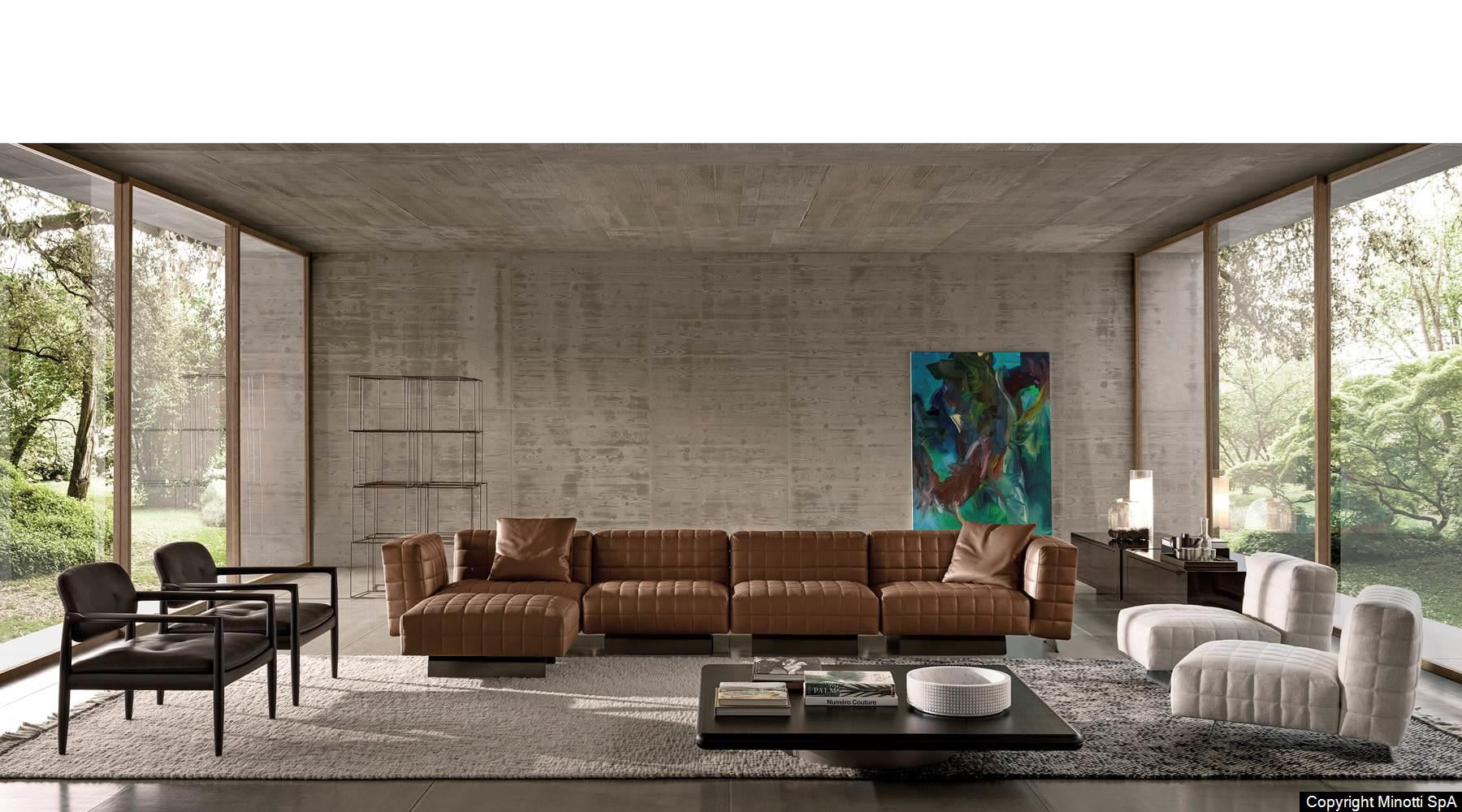 Minotti Twiggy bank sfeerfoto interieur bruin 