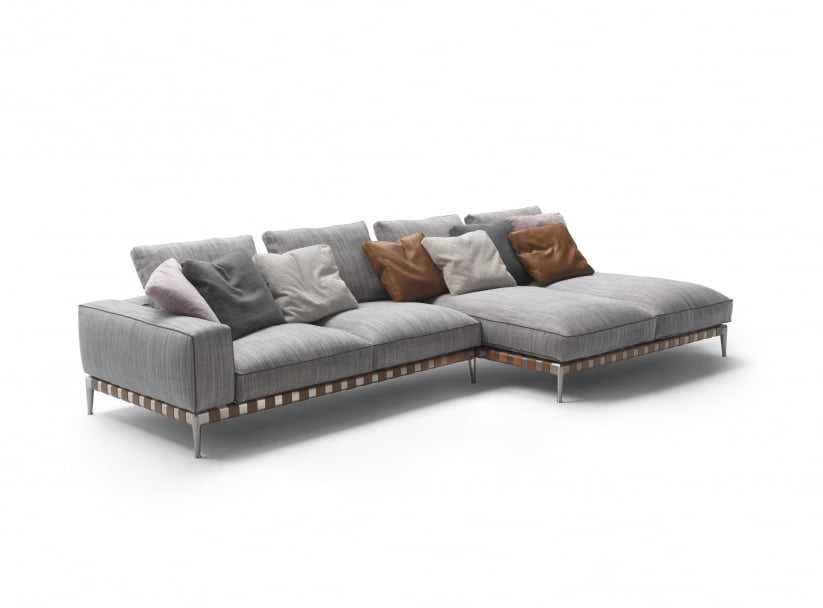 Flexform Gregory XL product foto design bank met lederen details