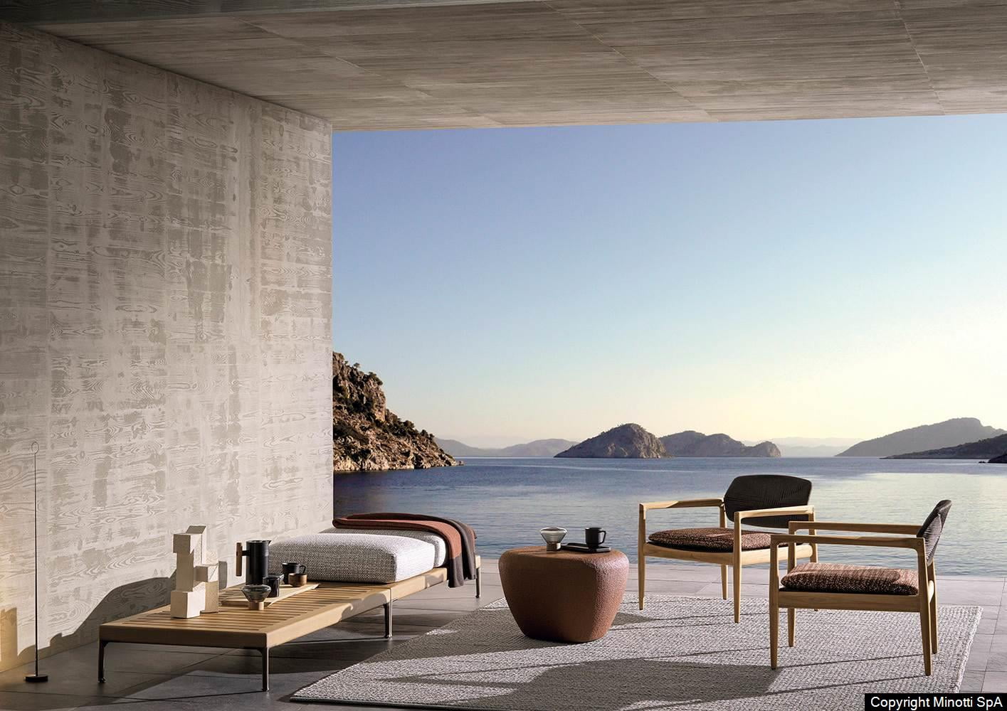 Minotti Yoko Cord outdoor fauteuil productfoto vrijstaand