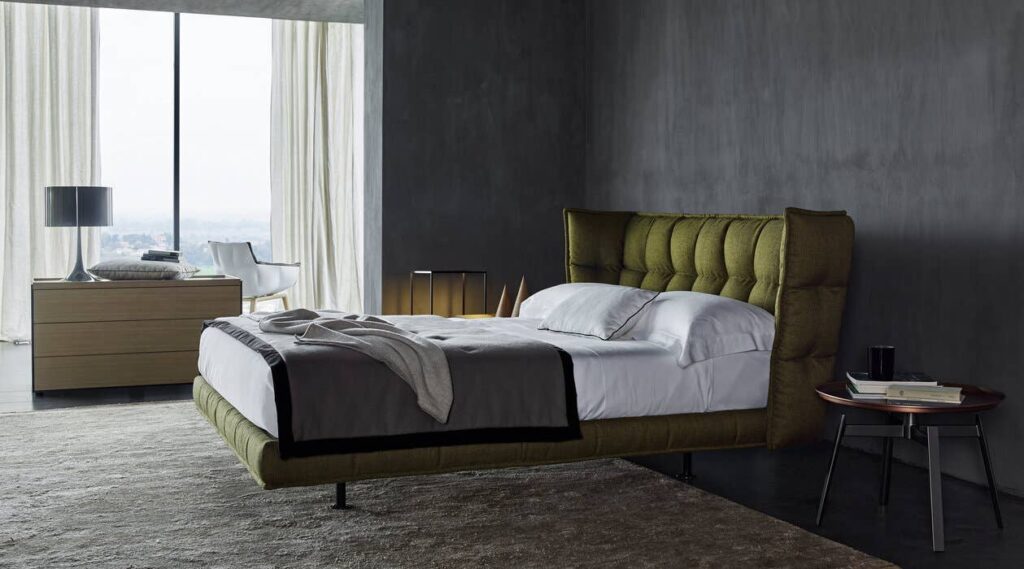 B&B Italia Husk bed interieur sfeerfoto bed groen slaapkamer