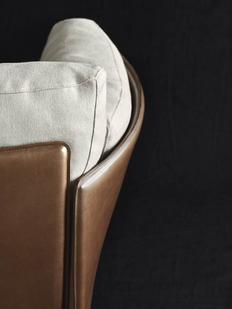 Living Divani Greene fauteuil rug en arm in leder