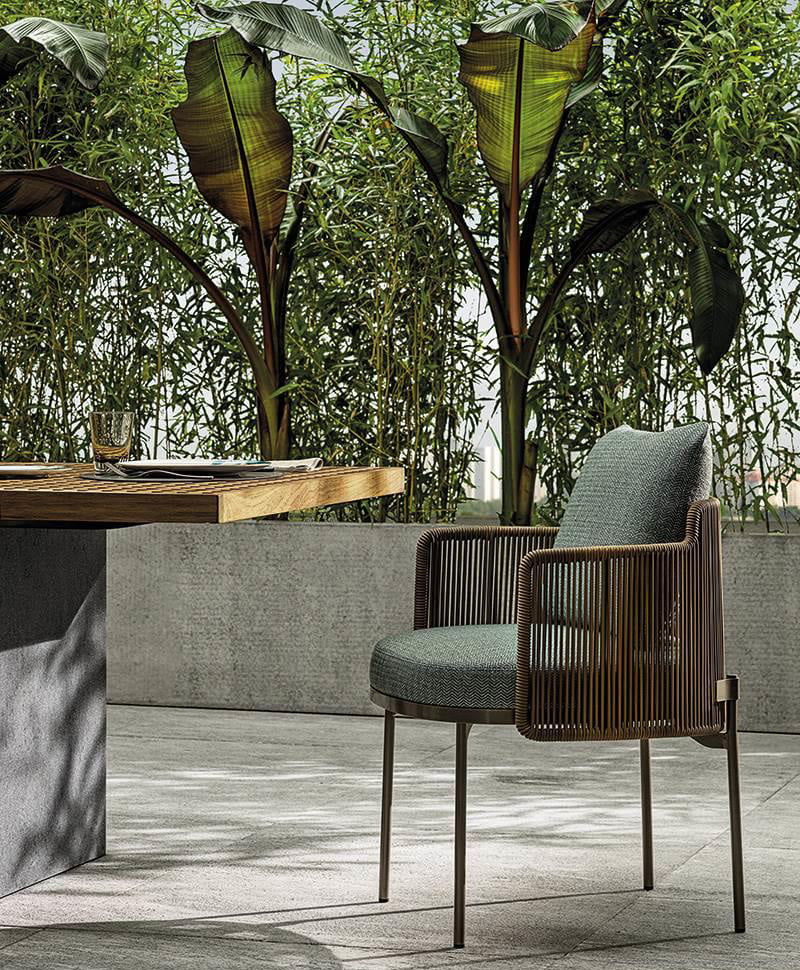 Minotti Tape Cord outdoor stoel met arm