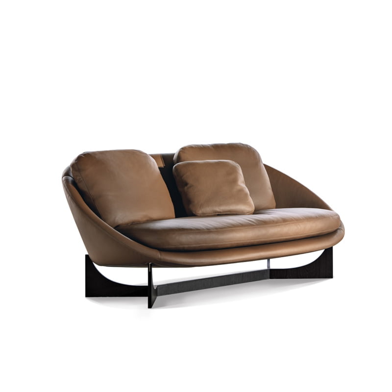 Minotti Lido bank vrijstaand bruin leder