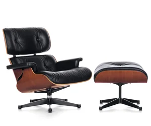 Vitra Lounge chair Palissander met zwart leder