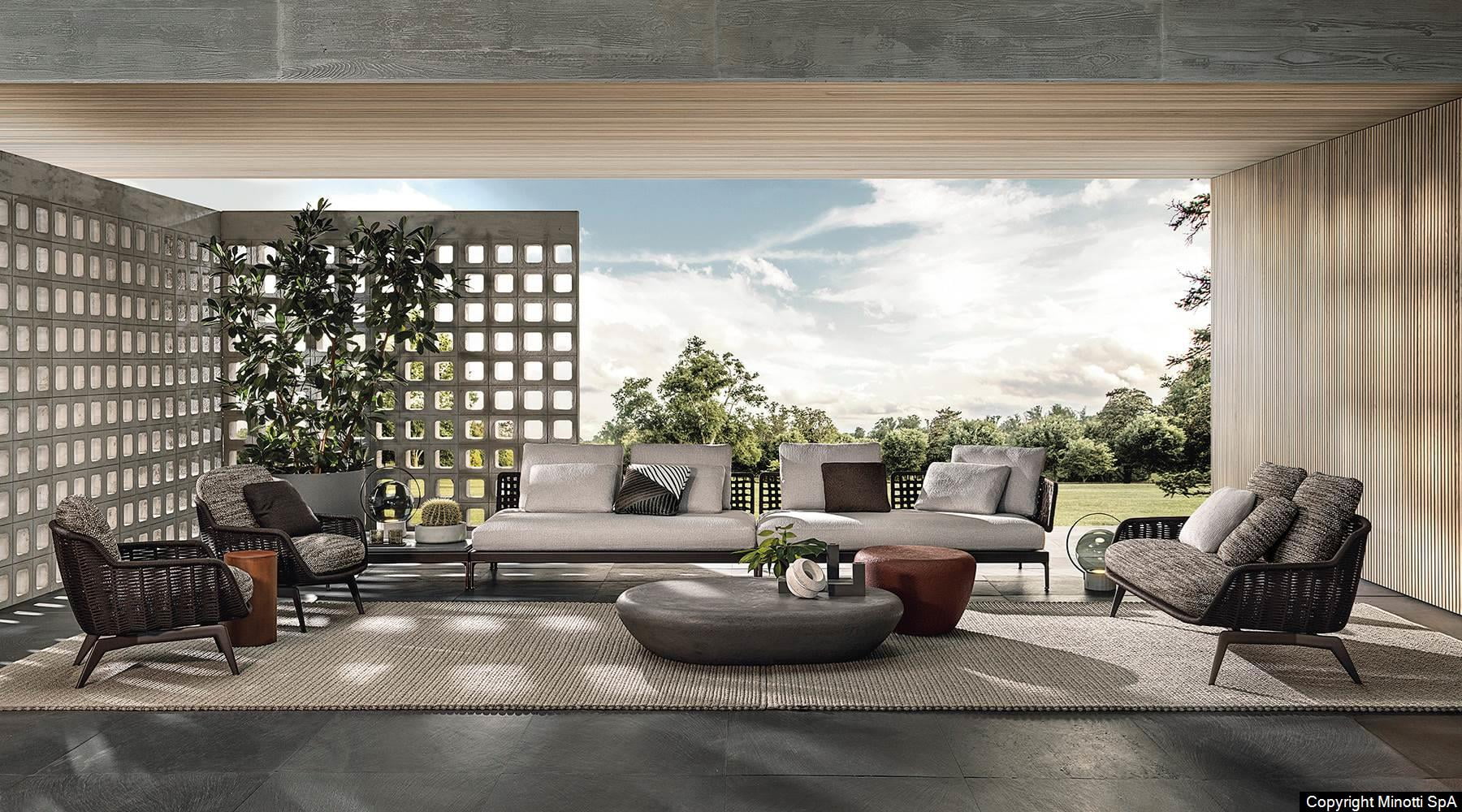 Minotti Belt Cord outdoor sfeerfoto terras