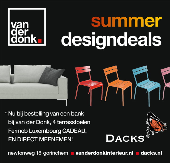 Fermob terrasstoelen cadeau bij design bank Summer design deals Van der Donk interieur