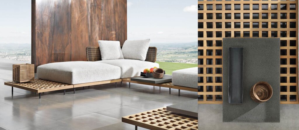 Minotti Quadrado terras outdoor bank teak hout