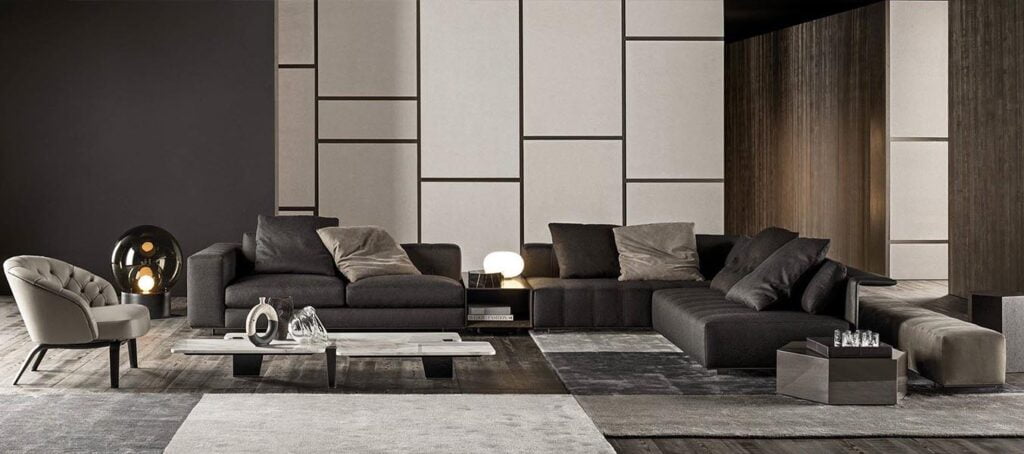 Minotti nieuwe 2016 collectie Freeman sofa Winston fauteuil sfeerfoto  