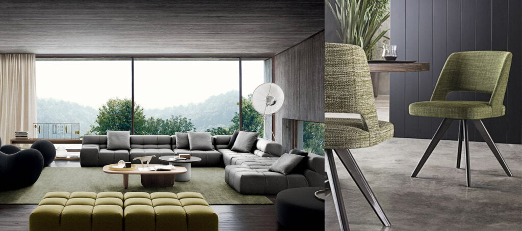 Groen interieur Minotti B&B Italia