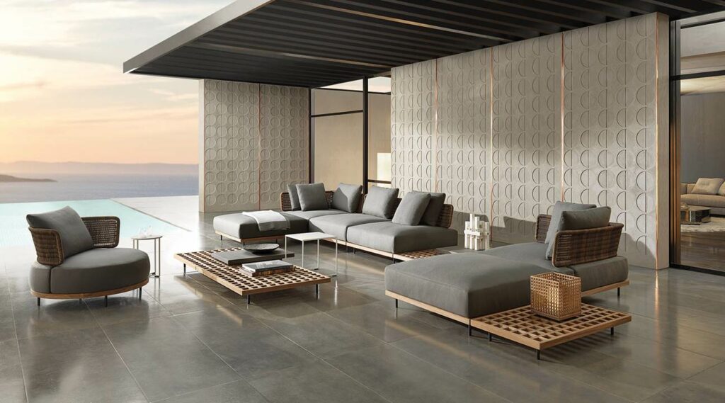 Design buiten meubilair: Minotti Quadrado outdoor set: te zien bij Bogarden in Gorinchem