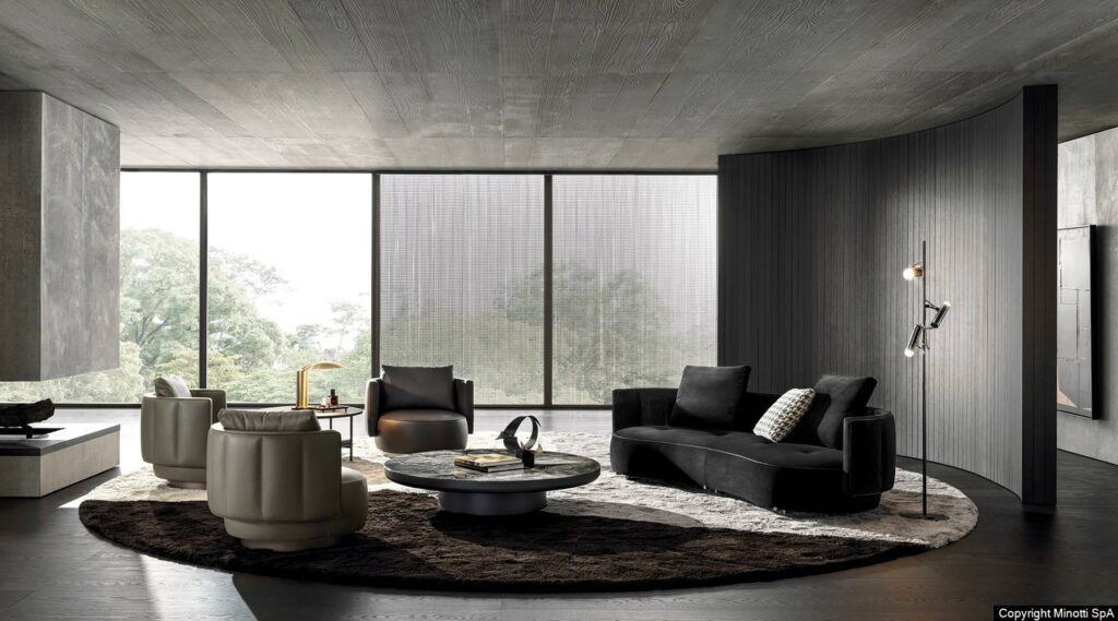 Minotti Torii Bold bank sfeerfoto interieur Nendo design