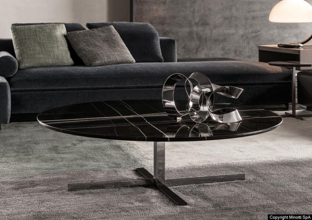 Minotti Catlin salontafel rond natuursteen sfeerfoto interieur