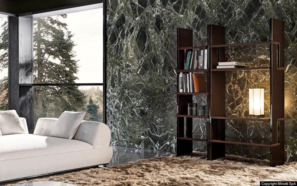 Minotti Zoe kast interieur sfeerfoto marmeren groene wand
