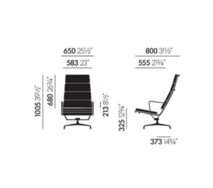 Vitra Soft Pad Chair EA 222 – Lounge afmetingen