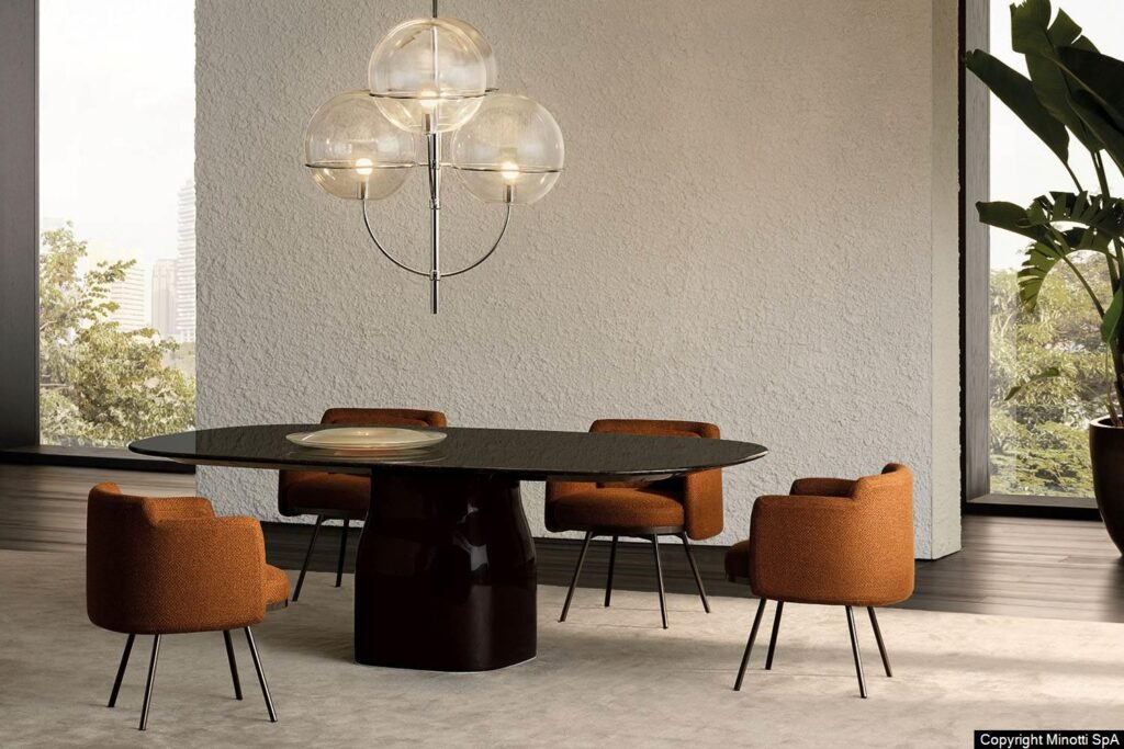 Minotti Saki dining table interieur sfeerfoto eetkamer