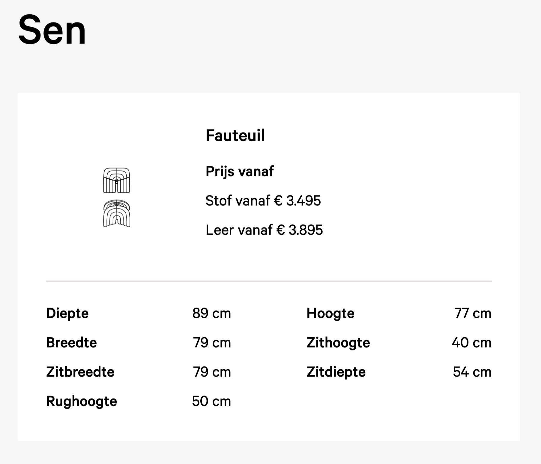 Leolux Sen fauteuil afmetingen