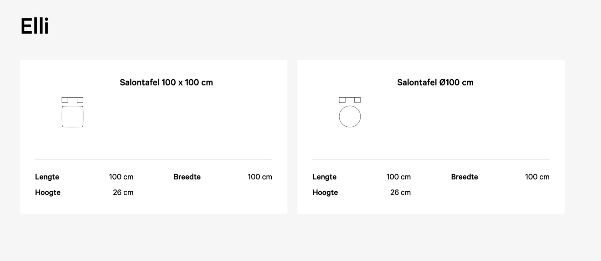 Leolux Elli salontafel afmetingen