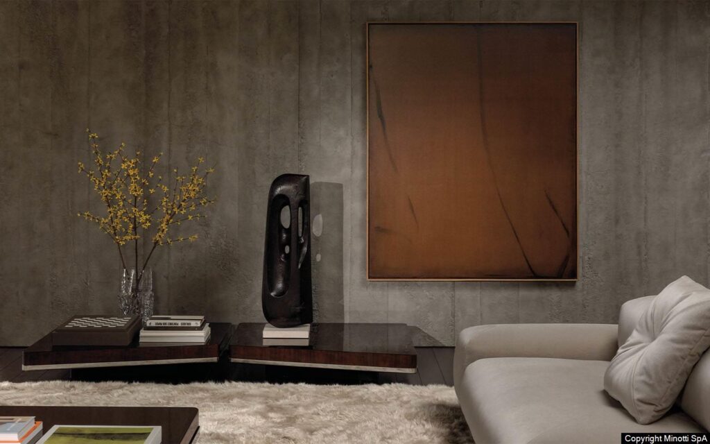Minotti Orion Coffee Table in showroom Van der Donk Interieur, ontwerp Giampiero Tagliaferri voor Minotti 2026.