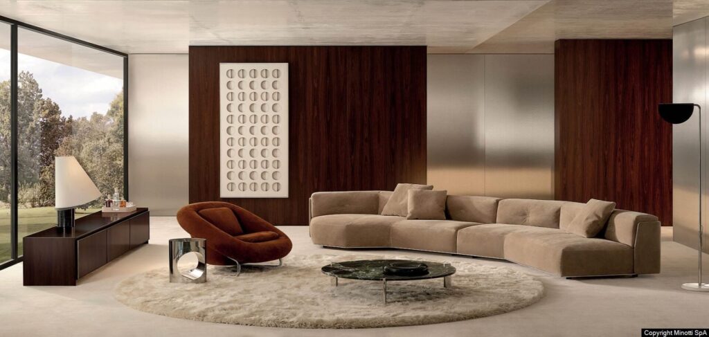 Minotti Softcase fauteuil in showroom Van der Donk Interieur, ontworpen door Nendo.