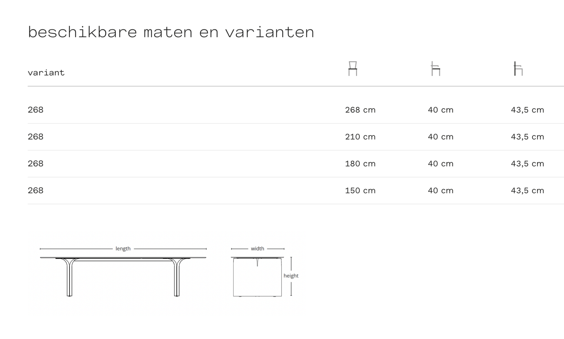 Joli Arcs Bench afmetingen