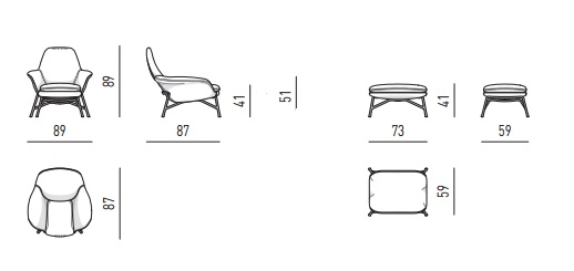 Afmetingen Minotti Prince fauteuil