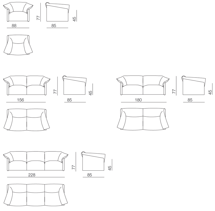 Afmetingen Cassina La Mise