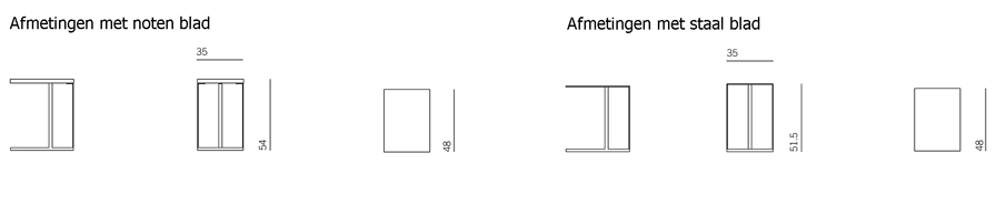 Afmetingen montis annex bijzettafel
