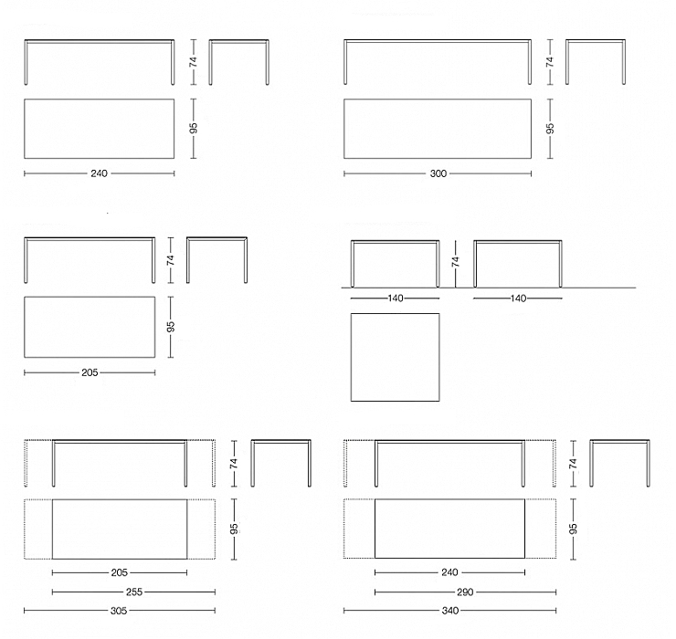 afmetingen cassina naan tafel